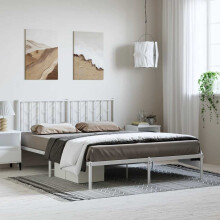 Berkfield Metal Bed Frame without Mattress with Headboard White 150x200cm