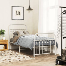 Berkfield Metal Bed Frame without Mattress with Footboard White 80x200cm