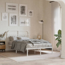 Berkfield Metal Bed Frame without Mattress with Headboard White 120x200cm
