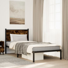 Berkfield Metal Bed Frame without Mattress Smoked Oak 75x190 cm Small Single