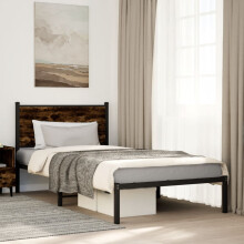 Berkfield Metal Bed Frame without Mattress Smoked Oak 100x190 cm