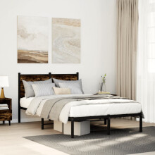 Berkfield Metal Bed Frame without Mattress Smoked Oak 120x200 cm