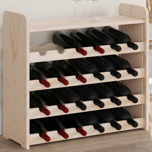 Berkfield Wine Rack with Top Board 67.5x25x60 cm Solid Wood Pine