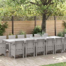 Berkfield Garden Dining Set 15 pcs Light Grey Polt rattan