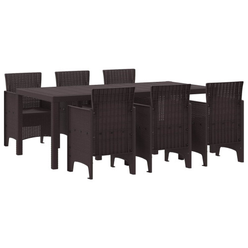 Berkfield Garden Dining Set 7 pcs Brown Polypropylene