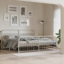 Berkfield Metal Bed Frame without Mattress with Footboard White 193x203cm