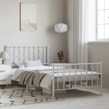 Berkfield Metal Bed Frame without Mattress with Footboard†White 100x200cm