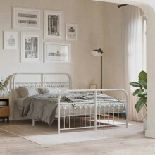 Berkfield Metal Bed Frame without Mattress with Footboard White 137x190cm