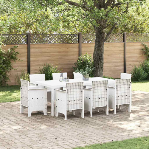 Berkfield Garden Dining Set 9 pcs White Polypropylene