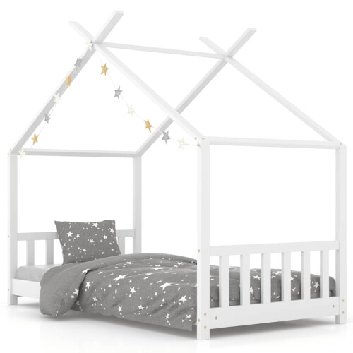 Berkfield Kids Bed Frame White Solid Pine Wood 70x140 cm 1
