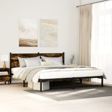 Berkfield Metal Bed Frame without Mattress Smoked Oak 180x200 cm Super King