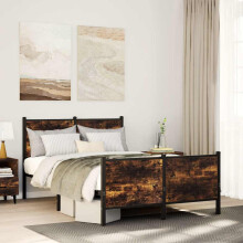 Berkfield Metal Bed Frame without Mattress Smoked Oak 120x190 cm Small Double