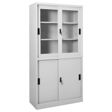 Berkfield Office Cabinet with Sliding Door Light Grey 90x40x180 cm Steel