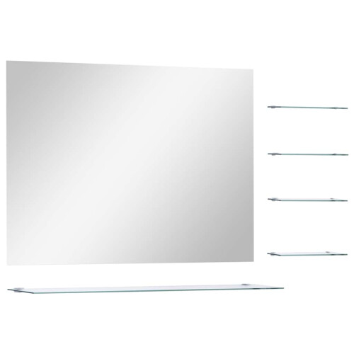 Berkfield Wall Mirror with 5 Shelves Silver 80x60 cm 1