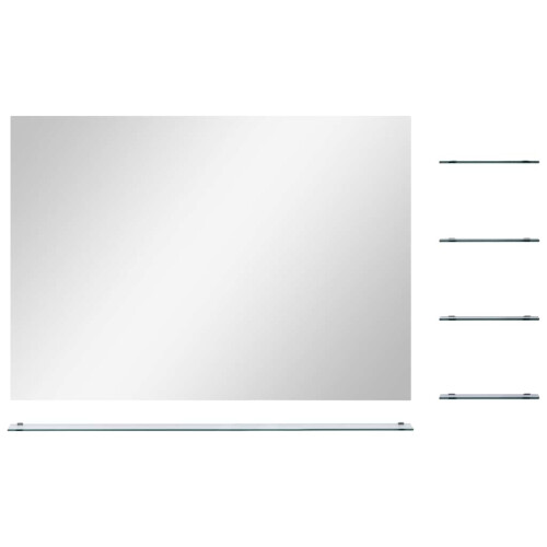 Berkfield Wall Mirror with 5 Shelves Silver 80x60 cm 2
