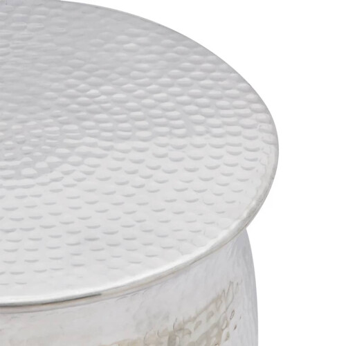 Berkfield Hammered Aluminium Stool/Side Table Silver 2