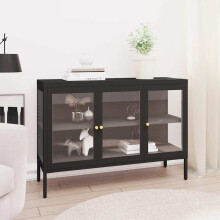 Berkfield Sideboard Black 105x35x70 cm Steel and Glass