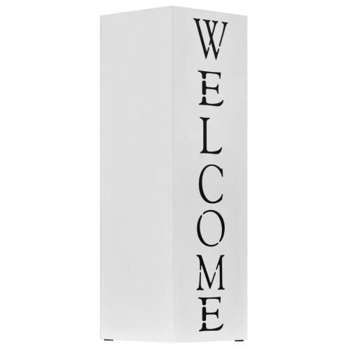 Berkfield Umbrella Stand Welcome Steel White 1