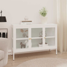 Berkfield Sideboard White 105x35x70 cm Steel and Glass