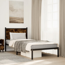 Berkfield Metal Bed Frame without Mattress Smoked Oak 90x190 cm Single