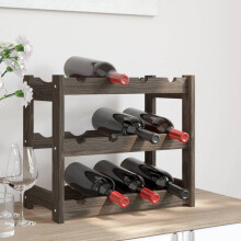 Berkfield Wine Rack for 12 Bottles Grey Solid Wood Pine
