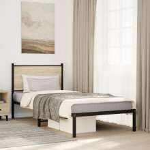Berkfield Metal Bed Frame without Mattress Sonoma Oak 75x190 cm Small Single
