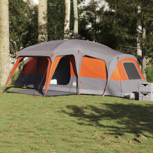 Berkfield Family Tent with Porch Dome 9-Person Grey and Orange Waterproof