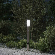 Berkfield Bollard Light with Sensor&Outlet 80 cm Stainless Steel IP44