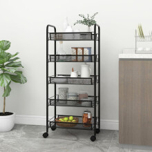 Berkfield 5-Tier Kitchen Trolley Black 46x26x105 cm Iron