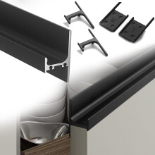 Black Recessed Aluminum Cabinet Edge Pull Handle 50cm, Invisible L Shaped Modern Kitchen Drawer Handle