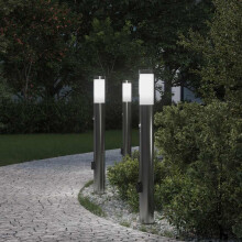 Berkfield Bollard Lights with Sensor&Outlet 3pcs 80 cm Stainless Steel IP44