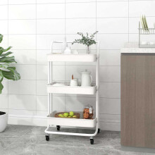 Berkfield 3-Tier Kitchen Trolley White 42x35x85 cm Iron and ABS