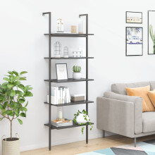 Berkfield 5-Tier Leaning Shelf Black 64x35x185 cm