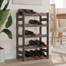 Berkfield Wine Rack for 20 Bottles Grey Solid Wood Pine