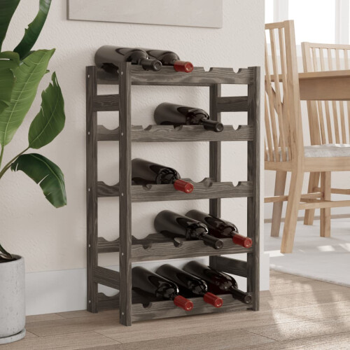 Berkfield Wine Rack for 20 Bottles Grey Solid Wood Pine
