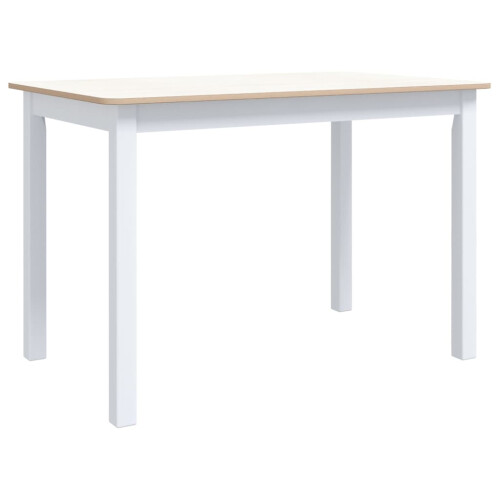 Berkfield Dining Table White and Brown 114x71x75 cm Solid Rubber Wood 1