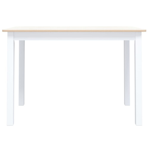 Berkfield Dining Table White and Brown 114x71x75 cm Solid Rubber Wood 2