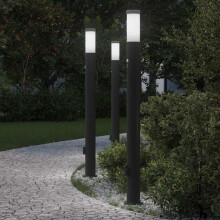 Berkfield Bollard Lights with Sensor&Outlet 3pcs 110 cm Stainless Steel IP44