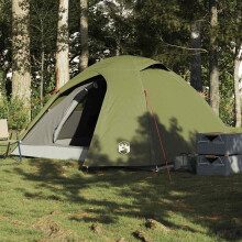 Berkfield Camping Tent Dome 3-Person Olive Green Waterproof
