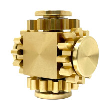 Brass Gear Cube Fidget Spinner with Smooth Gear Linkage, Weighted Metal Stress Relief Toy for Focus
