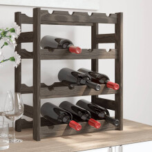 Berkfield Wine Rack for 16 Bottles Grey Solid Wood Pine