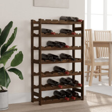 Berkfield Wine Rack for 42 Bottles Brown Solid Wood Pine