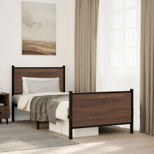 Berkfield Metal Bed Frame without Mattress Brown Oak 90x190 cm Single