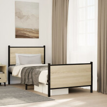Berkfield Metal Bed Frame without Mattress Sonoma Oak 90x190 cm Single