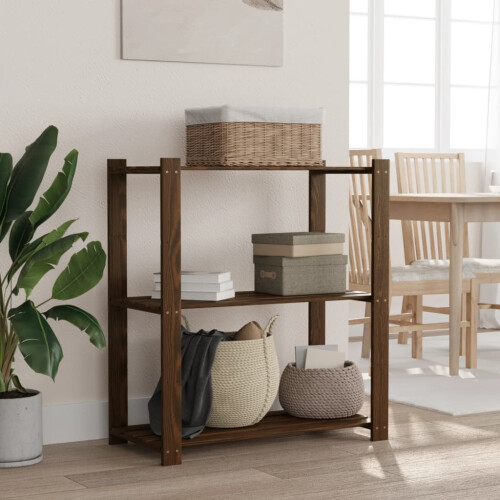 Berkfield 3-Tier Storage Rack Brown 80x38x90 cm Solid Wood Pine