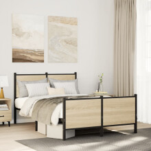 Berkfield Metal Bed Frame without Mattress Sonoma Oak 120x190 cm Small Double
