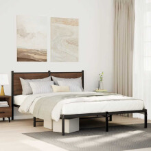Berkfield Metal Bed Frame without Mattress Brown Oak 137x190 cm