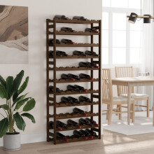 Berkfield Wine Rack for 77 Bottles Brown Solid Wood Pine