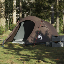 Berkfield Camping Tent Tunnel 3-Person Brown Waterproof