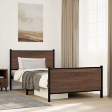 Berkfield Metal Bed Frame without Mattress Brown Oak 100x200 cm